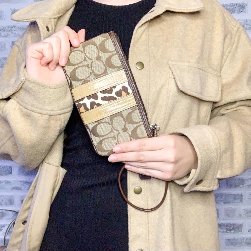Coach Wristlet with Leopard Print Detail